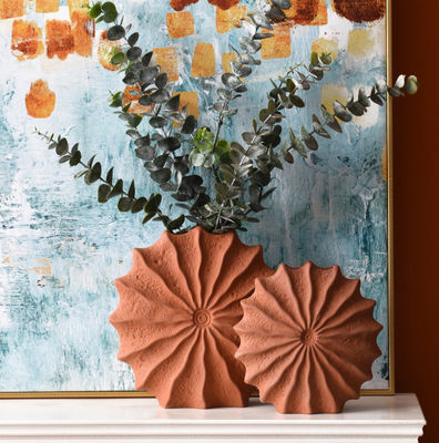 집 장식용 세라믹 목조 2개 세트, 테라코타 목조, 꽃 목조, 건조한 꽃 목조, 절단 꽃 목조, 가을 장식