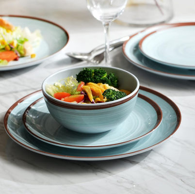 녹색 12 PC 메라민 식기 세트 접시와 그릇 Morden