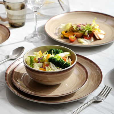 갈색 판 멜라민 세트 칩 없는 둥글