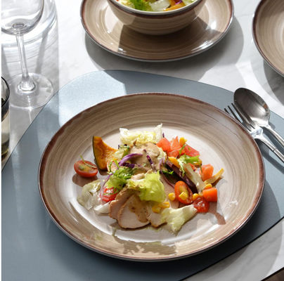 갈색 판 멜라민 세트 칩 없는 둥글