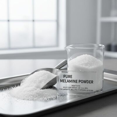 Non toxic Pure Melamine Powder Molecular Weight 12612 Gmol used in production of laminates molding compounds and resins